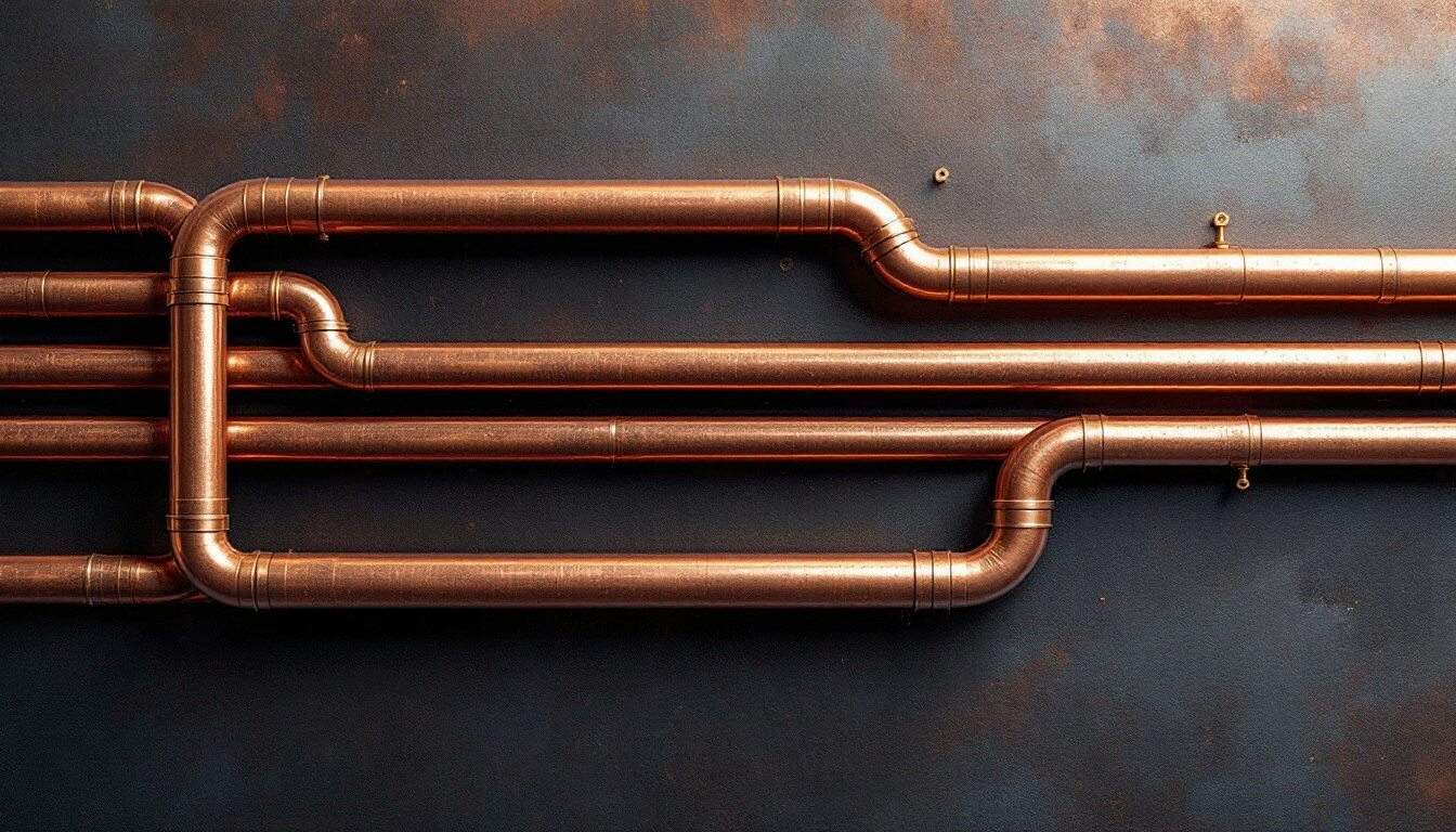 Copper pipes in modern setting